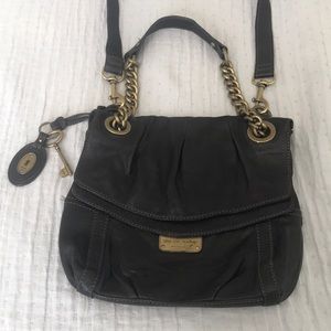 Black Leather Fossil Crossbody Purse